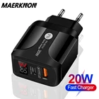 Зарядное устройство PD 20 Вт USB Type-C со светодиодной подсветкой, адаптер для быстрой зарядки телефона для iPhone 12 AirPods iPad Huawei Xiaomi Samsung, быстрая зарядка 3,0 4,0