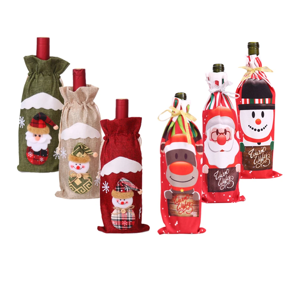 

Новогодние подарочные пакеты 2022, держатель для рождественской бутылки вина, пылезащитный чехол, рождественские украшения для дома, Рождест...