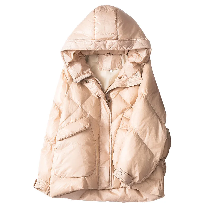 Новая зимняя Ультра Легкая белая куртка на утином пуху Женская тонкая Длинная