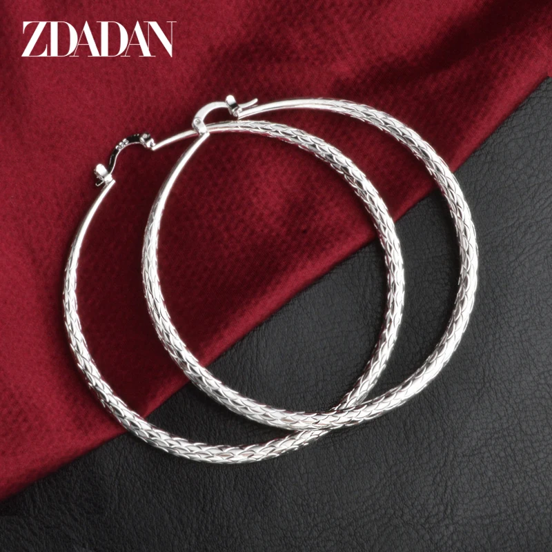 

ZDADAN 925 Silver 64MM Big Hoop Earrings For Women Fashion Jewelry Gifts