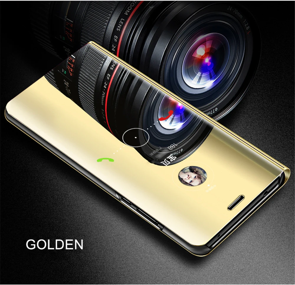 Gold Роскошный зеркальный флип-чехол для телефона iphone 7 8 X XS XR 11 прозрачный зеркальный флип-чехол для iphone 11 XS Max 5 5S SE 6 6S Plus - Цвет: Gold