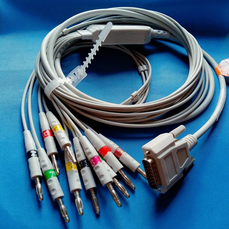 20 шт./лот совместимый с Nihon kohden 9010/9020/9620 ЭКГ кабель 10 выводами ekg Cable DB 15pin to Банан 4 0