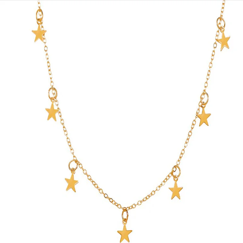 

Women chain on the neck Fashion new simplicity necklace Pentacle pendant collarbone chain Hot style in Europe and America