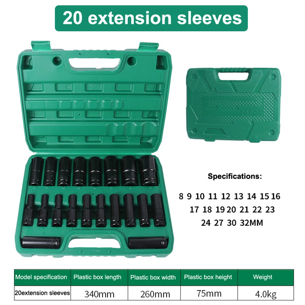Meterk 1/2 Inch Socket Wrench Set Hexs Head 8~32mm Adapter Spanner Converter Electric Impact Sets | Инструменты