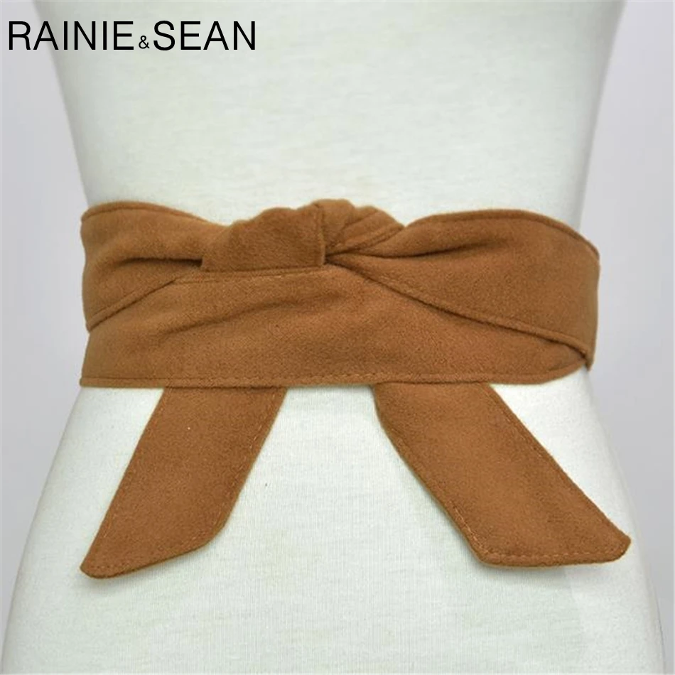 Ремень RAINIE SEAN бархатные пояса Женский зимний однотонный с бантом красный черный |