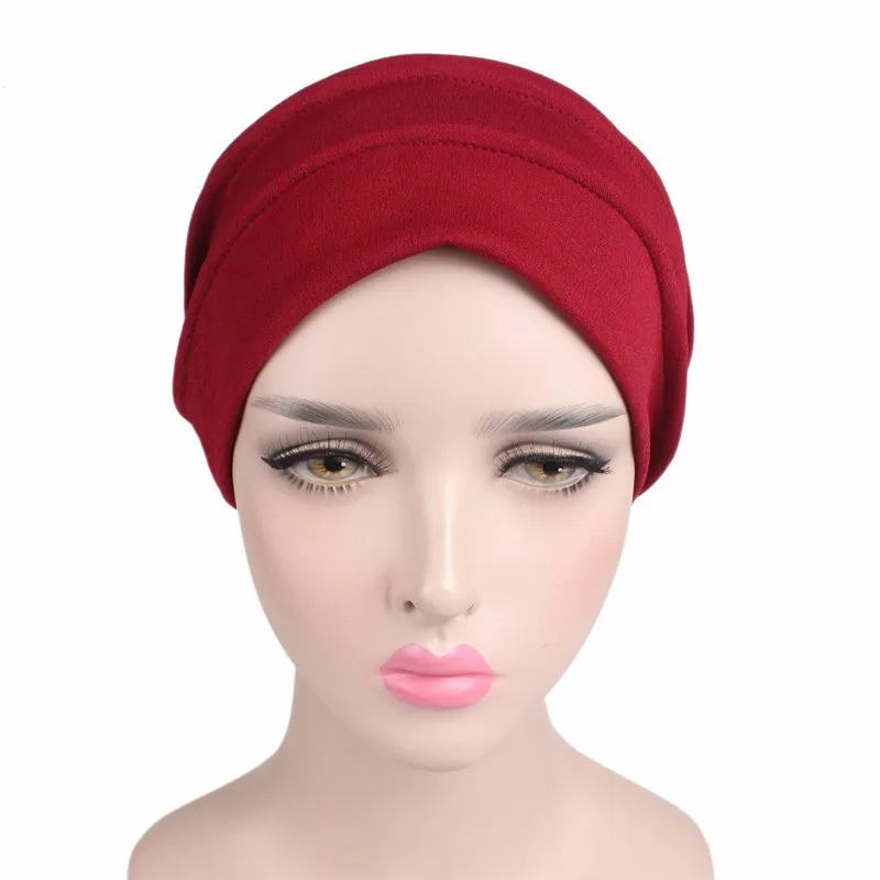 Женская хлопковая дышащая шляпа Новая женская hijabs эластичная чалма Ткань Голова Кепка шапка для девушек аксессуары для волос мусульманский шарф шапка