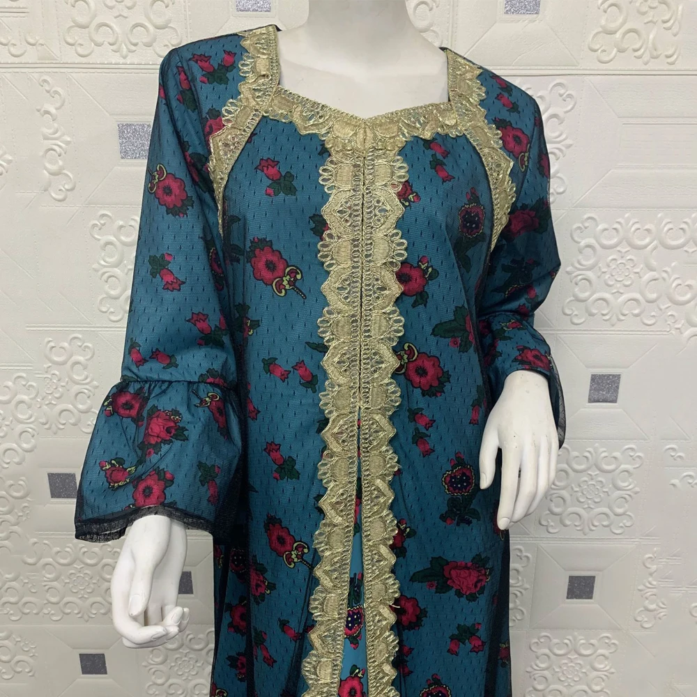 Мусульманское модное платье вечерние платья золотая вышивка абайя женские