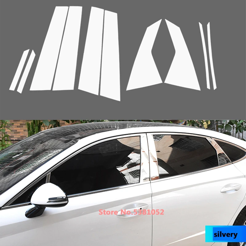

For Hyundai Sonata DN8 2021 2020 Accessories Stainless Steel Window B-pillars Center Pillar Cover Trim Protection Sticker