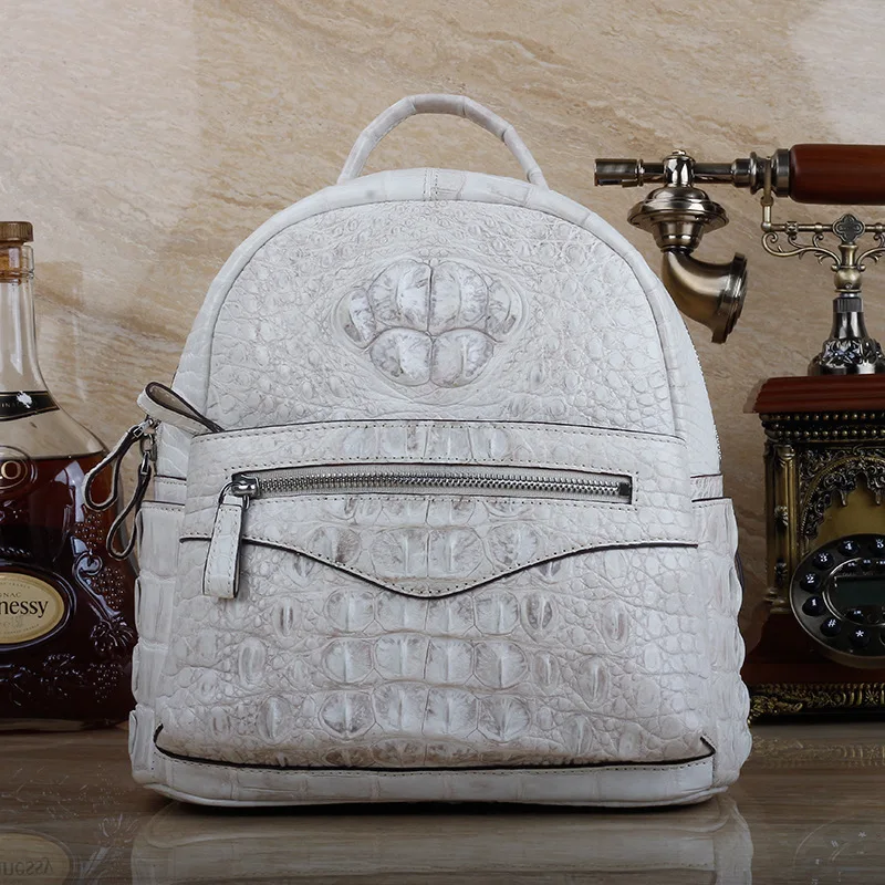 Женский рюкзак из натуральной кожи крокодила на молнии|Женские рюкзаки| |