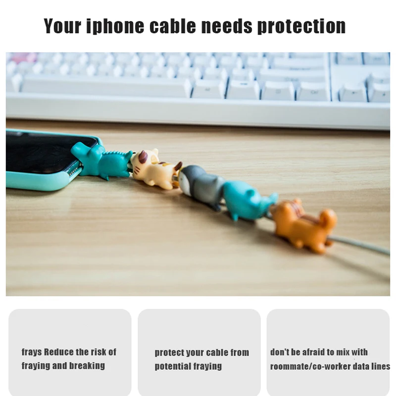 BUBM мультфильм кабель протектор USB укуса сотовый телефон Декор животное