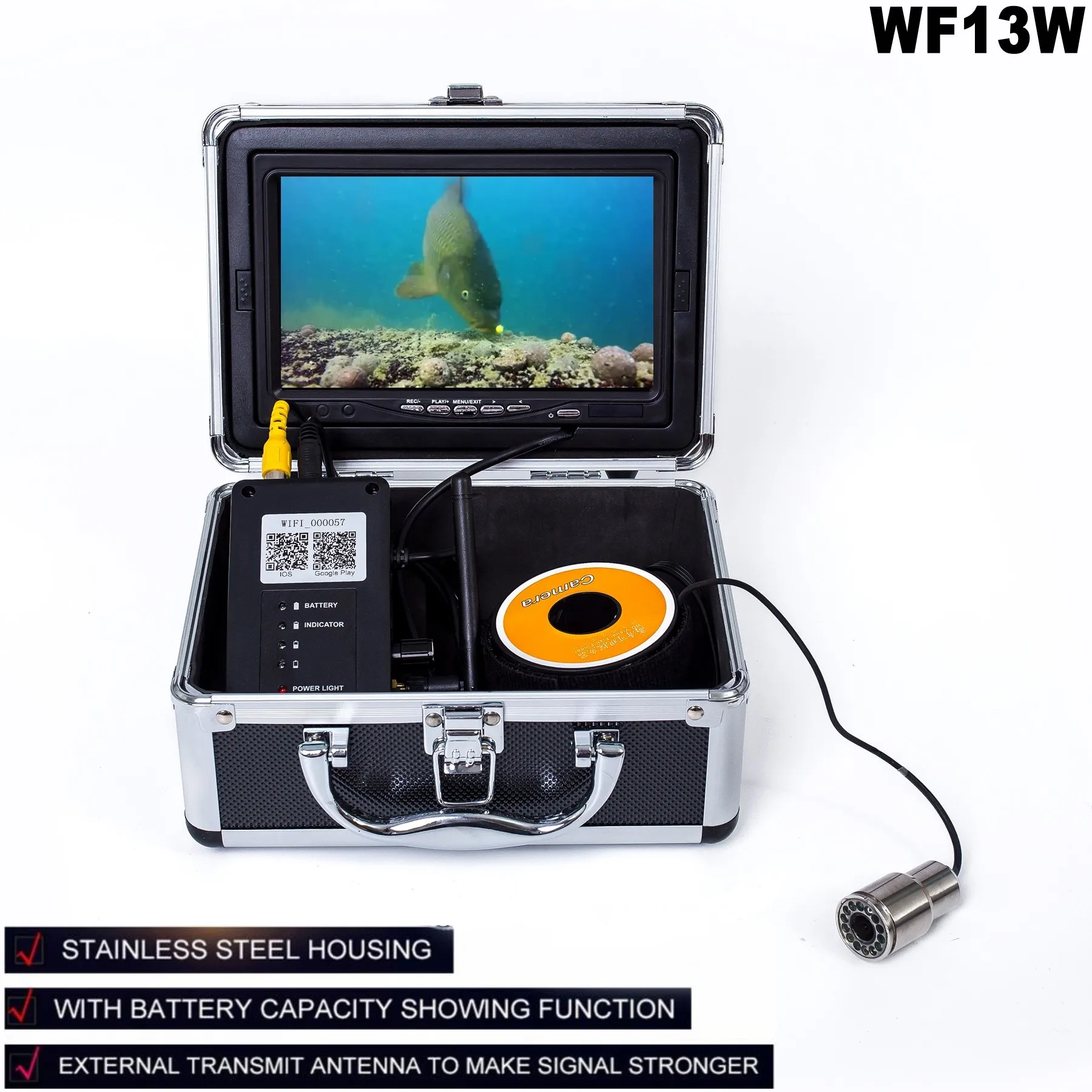 Видеокамера для рыбалки WF13W ЖК дисплей 7 дюймов HD 1000TVL Wi Fi IOS Android 15 м 30 50 м|Камеры