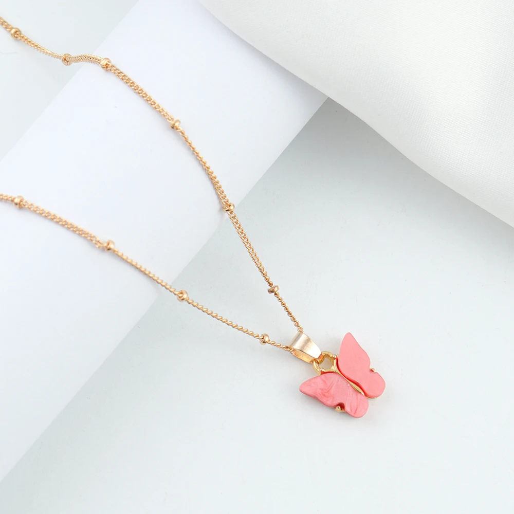 Модное колье-чокер для девочек модное розовое золото кулон-бабочка ожерелье