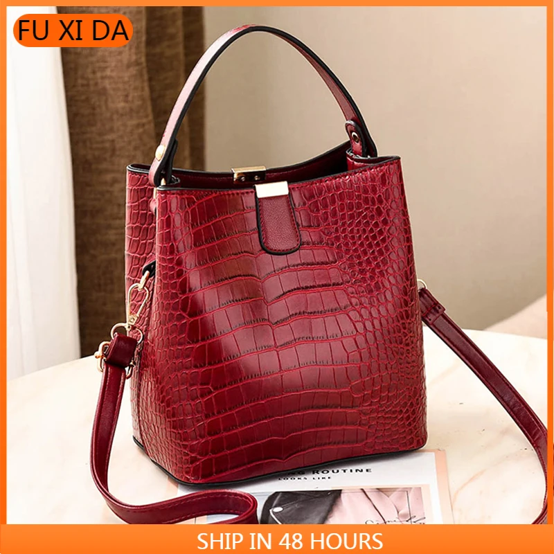 

Модная Сумка-мешок через плечо для женщин, маленькая дамская сумочка-мессенджер из кожи с каменным узором, брендовые тоуты