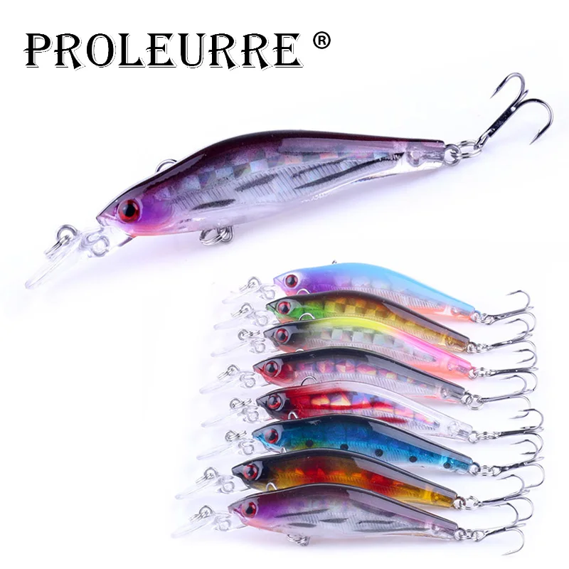 

1Pcs Laser Minnow Hard Fishing Lures 3D Eyes Wobblers Tackle 80mm 6g Sinking Crankbait Fishing Baits with 6# Treble Hook