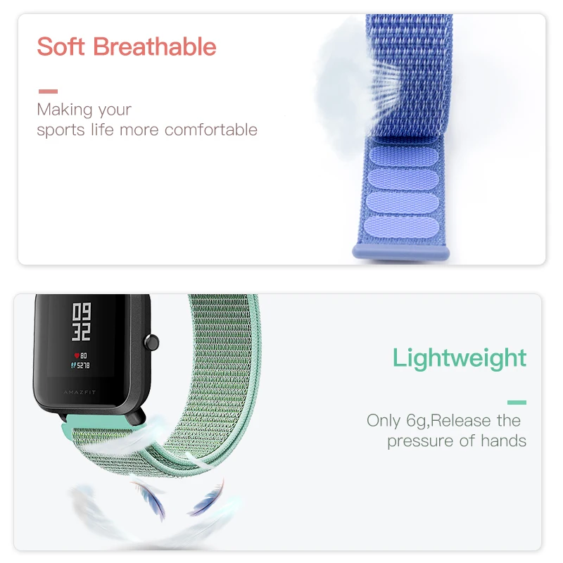 BAPICK 20/22 мм нейлон Спортивный ремешок для Xiaomi Amazfit Bip Gts Gtr Ремешок Браслет Для Xiaomi Huami Amazfit темп Stratos Gtr 42 47 мм ремешок