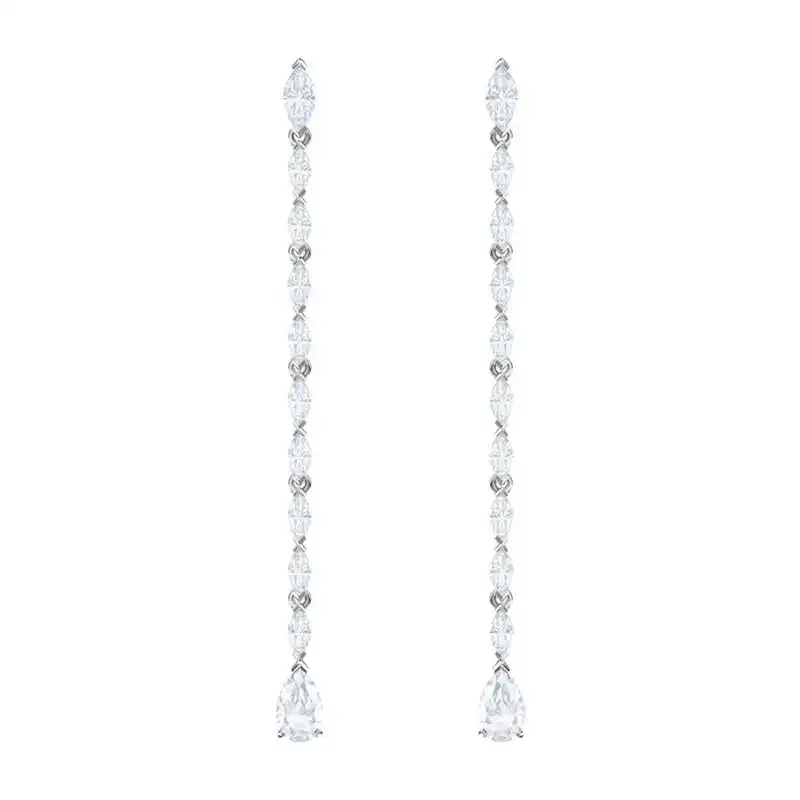 

Girls Love Jinchen Celebrity Inspired High Grade Sense of Luxury Full of Crystals Long Tassled Explicit Face Thin Earrings