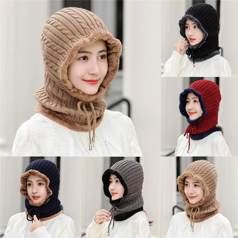 Женская вязаная шапка шапочки с шарфами теплые зимние хлопковые шапки пандой для