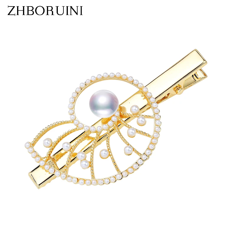 

ZHBORUINI Pearl Beads Hair Clip for Woman Girls Natural Freshwater Pearl Jewelry Barrette Handmade Conch Hair Pin Dropshipping