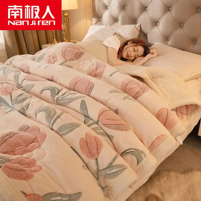 

Blanket Quilt Thickened Flange Lamb Coral Velvet Winter Canopy Blanket Spring And Autumn Bed Single Student Dormitory