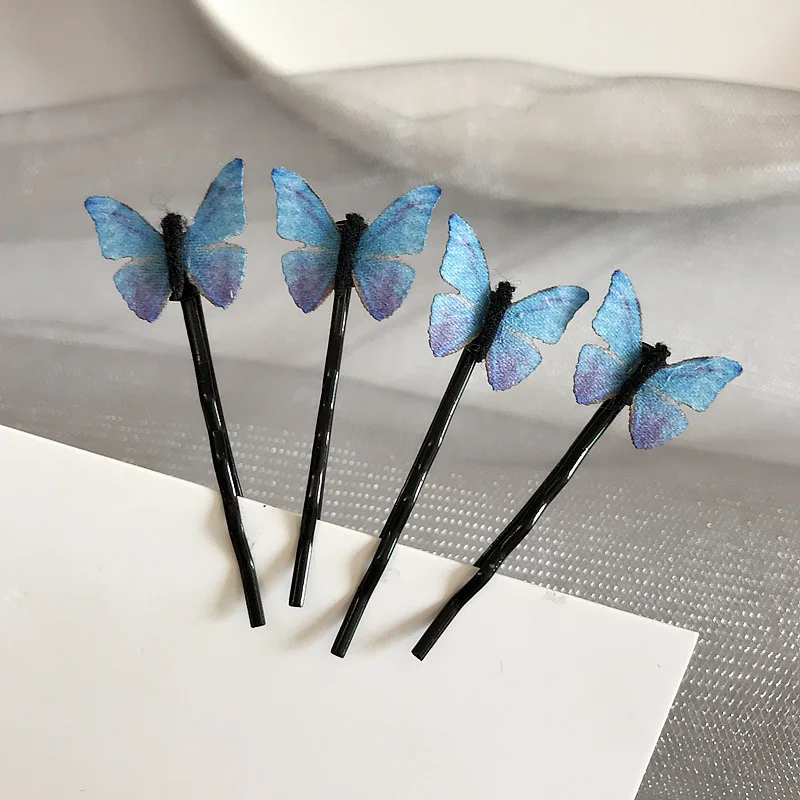 

Fantasy Retro Blue Butterfly Hairpin Dreamy Sweet Side Clip Hair Accessories Girl Bangs Clip Female Hair Clip Word Clip