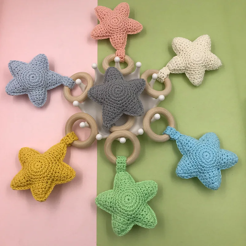 

Silicone Teether Wooden Crochet Beads Chewable Beads DIY Wooden Teething Knitting Beads Jewelry Crib Sensory Toy Baby Teether
