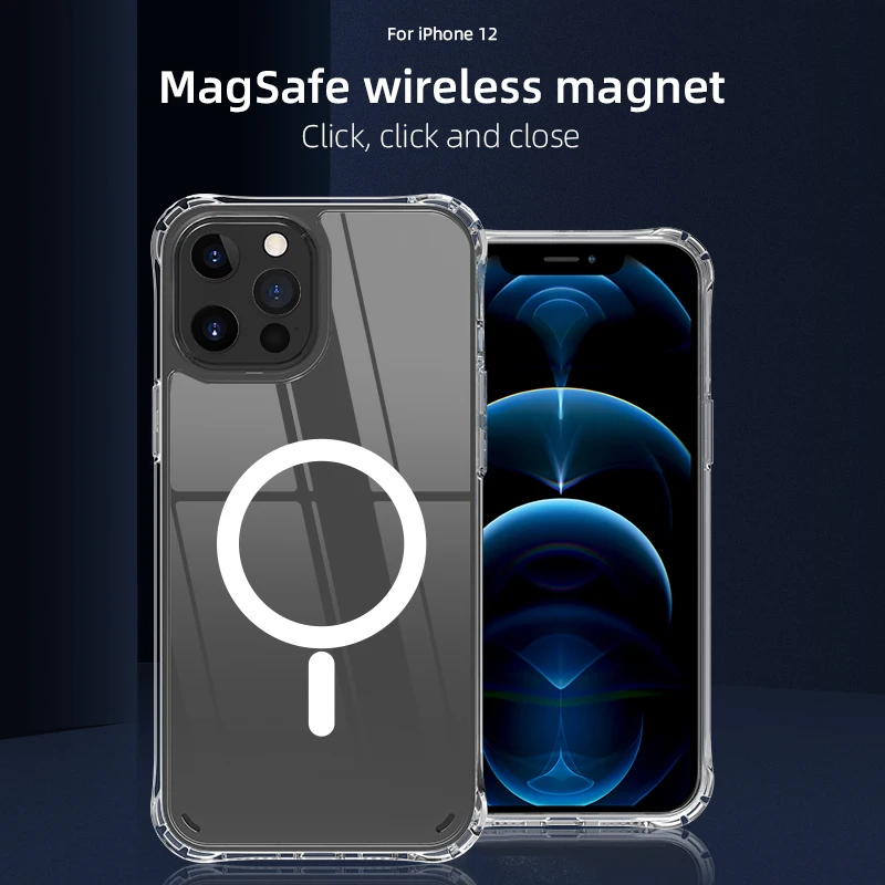 

For Magsafe Magnetic Iphone13 12 11 Pro Max Mini Phone Case X XR XS MAX Transparent Anti-fall Wireless Charging Protective Cover