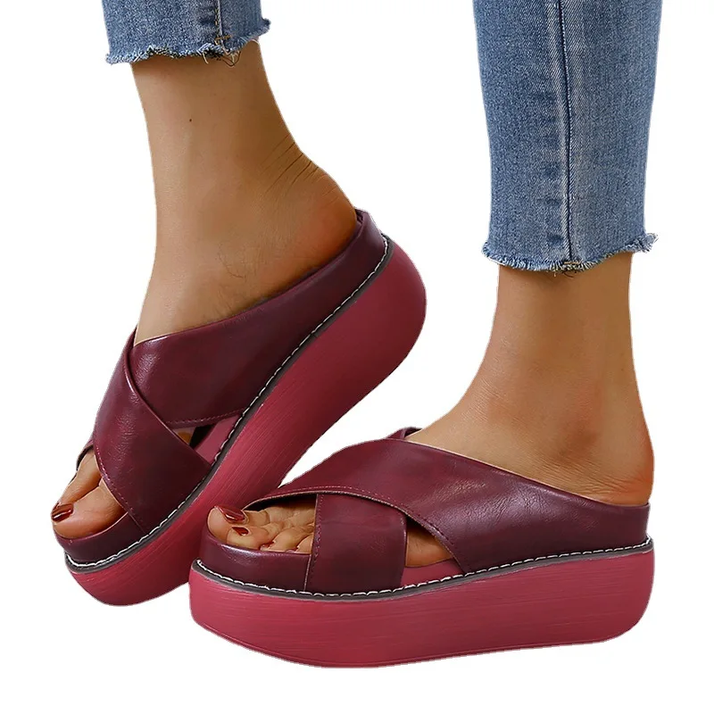 

Slippers For Women 2021 Woman Casual Open Toe Platform Flats Ladies Sandalias Female Thick Bottom Footwear Women's Shoes Big Siz