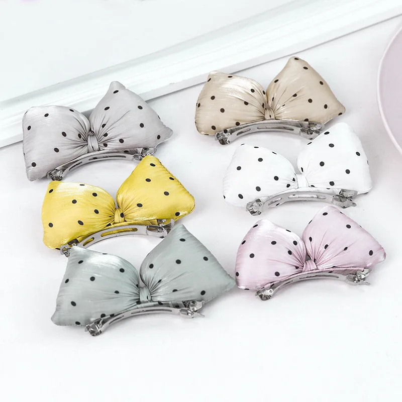 Для женщин лук заколки для волос девочек в богемном стиле с узором горошек