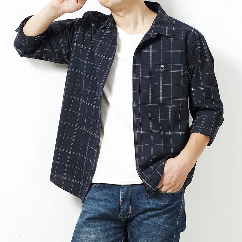 Клетчатая рубашка мужские рубашки новинка 2021 осенняя мода Chemise Homme с длинным рукавом Классическая мужская