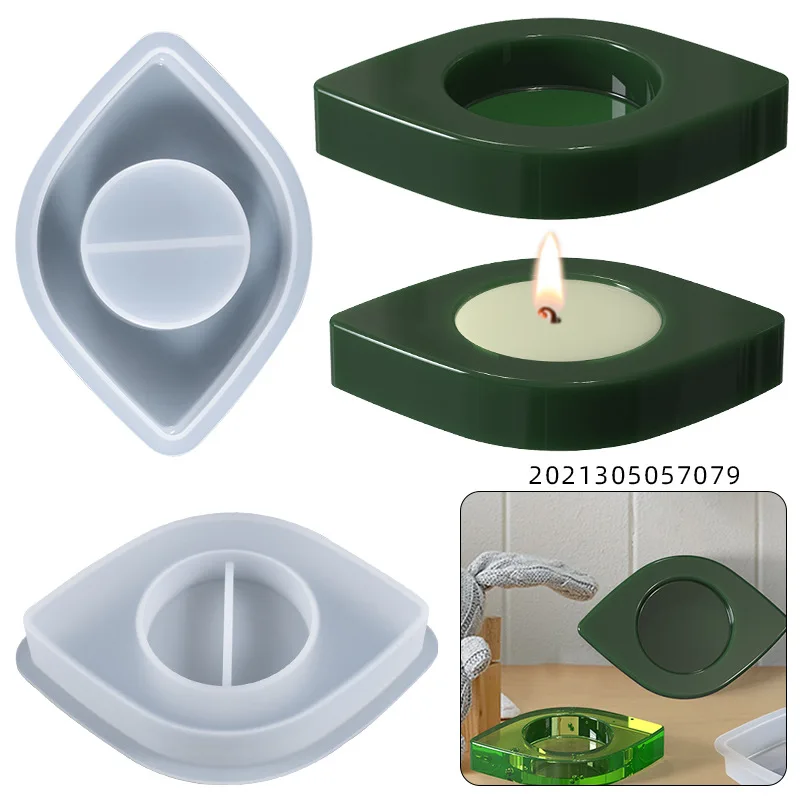 

DIY Crystal Epoxy Resin Mold Eye-shaped Candle Holder Table Jewelry Silicone Mold