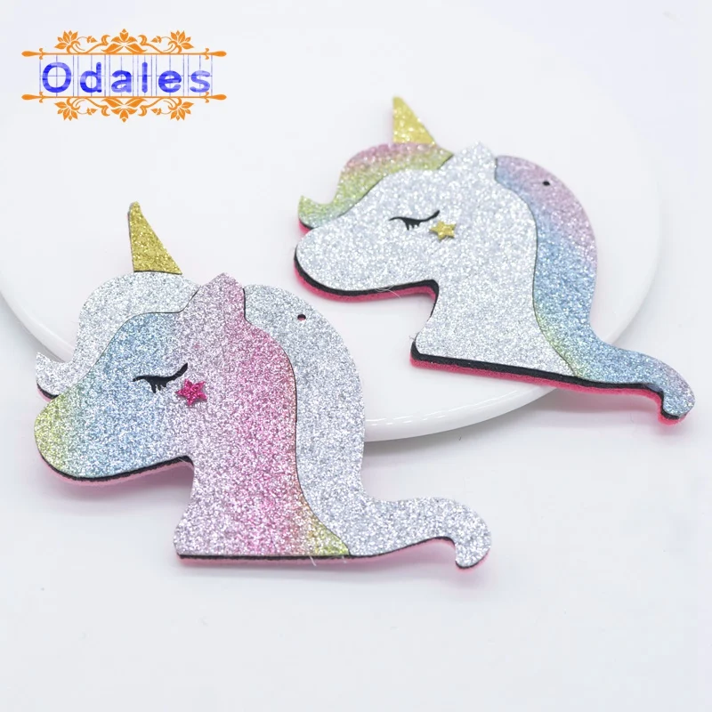 8 шт./лот самодельная аппликация в виде лошади большой золотой рог единорог для
