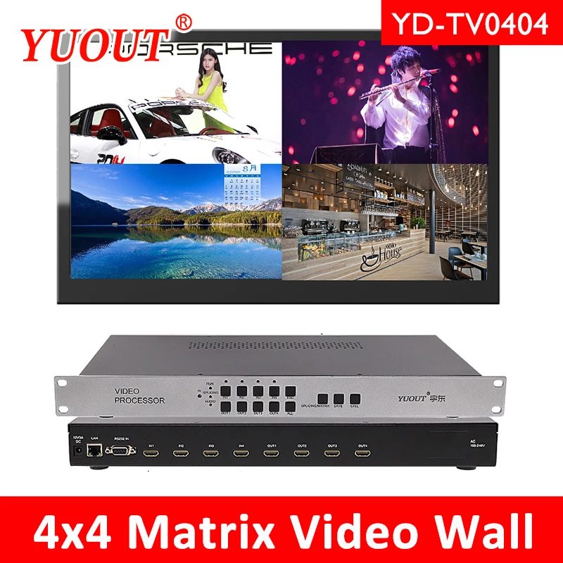 YUOUT YD TV0404 HDMI 2x2 видео настенный контроллер матрица соединяющее устройство 4x4