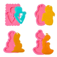 shiny glossy parent child love shape making keychain polymer clay mold necklace epoxy jewellery silicone mold resin crafting