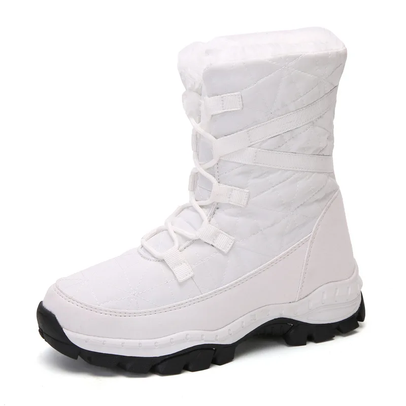 

Women Boots Winter White Snow Boot Short Style Water-resistance Upper Non-slip Quality Plush Black Botas Mujer Invierno