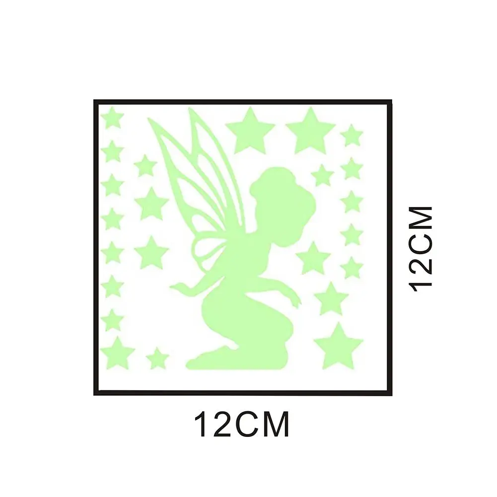 

Luminous Flower Fairy Pattern Wall Stickers Living Room Bedroom Fluorescent Switch Stickers PVC Removable Stickers