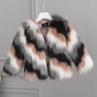 2021 new childrens fur coat baby girls faux fox fur long sleeved thick warm jackets kids jacquard tops