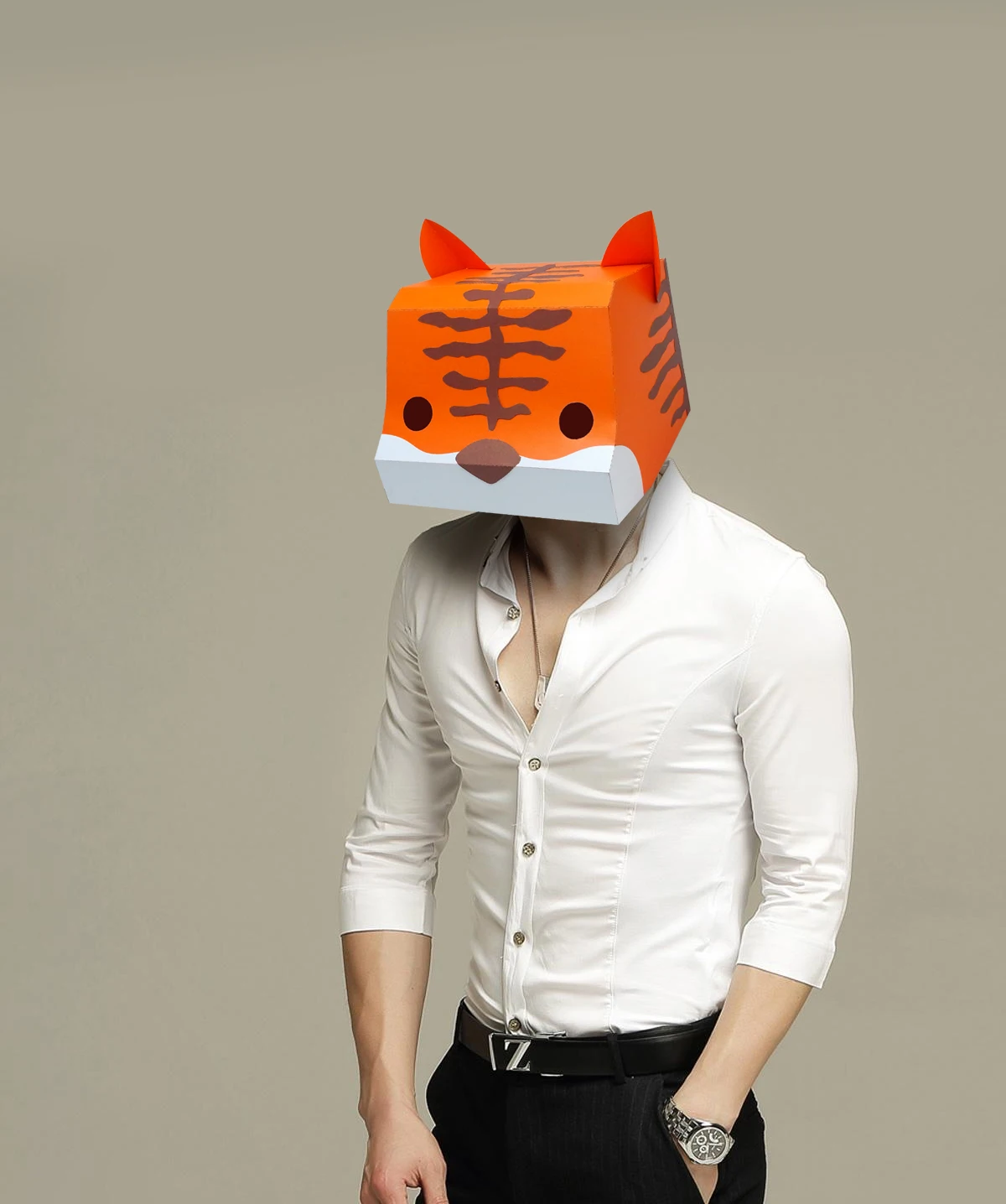 Kids Children Toy Paper Mask 3d Tiger Costume Cosplay DIY Paper Craft Model Mask Christmas Halloween Prom Party Gift