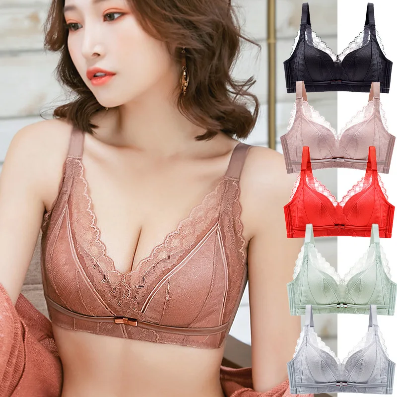 

Lace Small Chest Gathered Sexy Underwear Women's No Steel Ring Upper Support Anti Sagging, Closed Sub Breast Adjustable Bra Thin