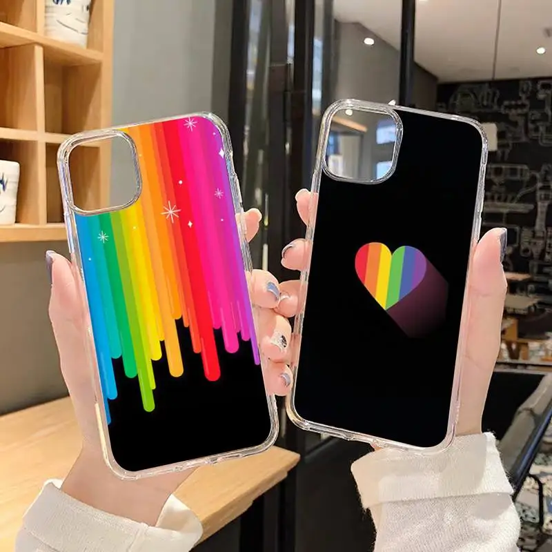 

Rainbow art color painting Phone Case Transparent soft For iphone 5 5s 5c se 6 6s 7 8 11 12 plus mini x xs xr pro max