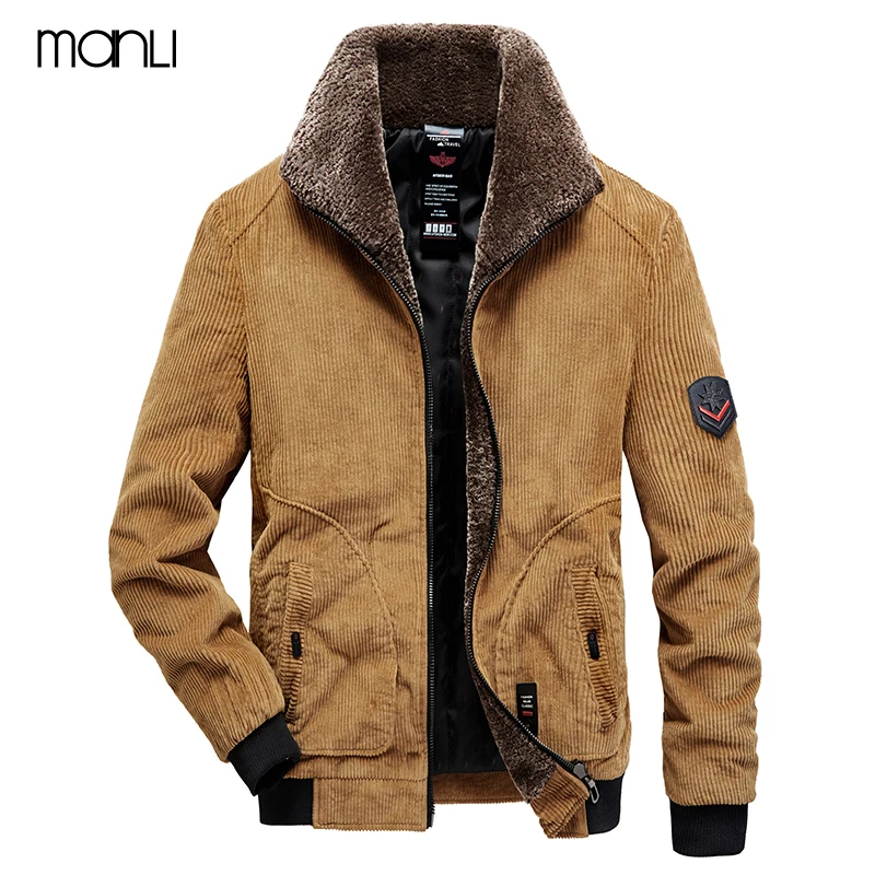 Мужская куртка бомбер MA1 теплая флисовая с меховым воротником для активного