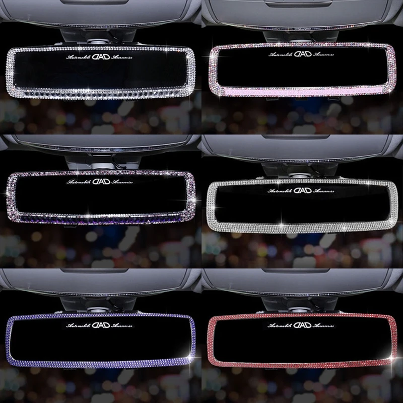 

Blingbling автомобильные аксессуары для интерьера автомобиля внутреннее зеркало заднего вида Стразы Крышка зажим Кристальный Декор широкоугол...