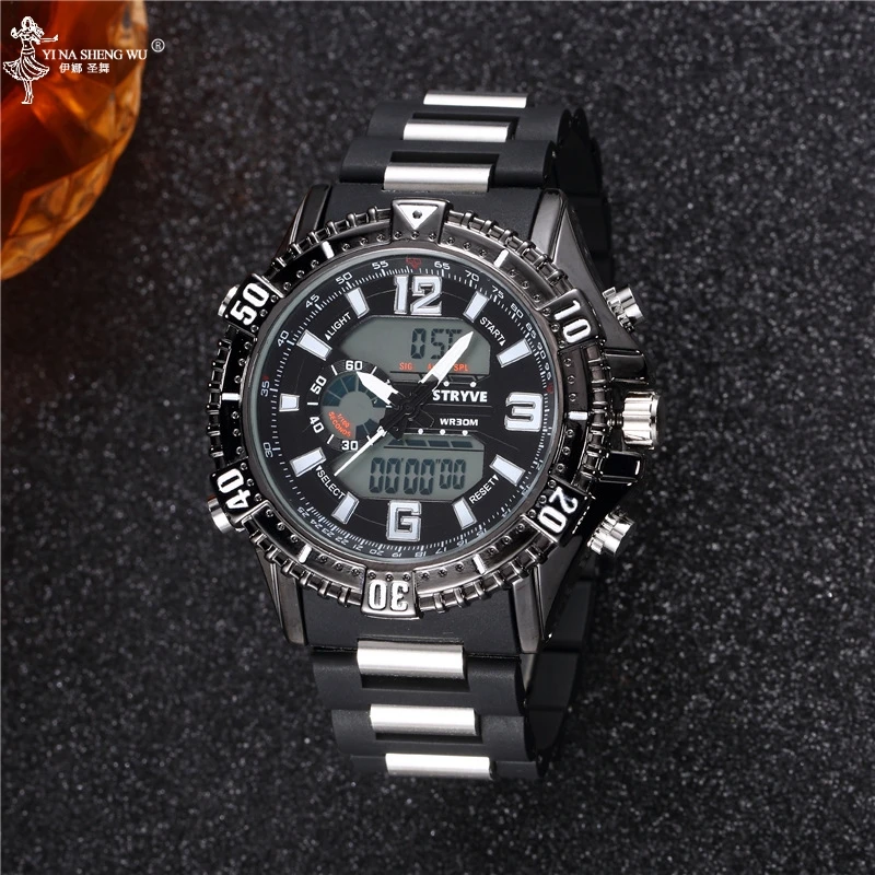 

Gold Sports Watch Men Luxury Fashion DesignWaterproof 50M Multifunction Electronic Watch Watch Clock Digital Military Gift Watch