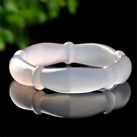 natural white chalcedony hand carved bamboo bracelet fashion boutique jewelry womens agate beauty bracelet gift accessories