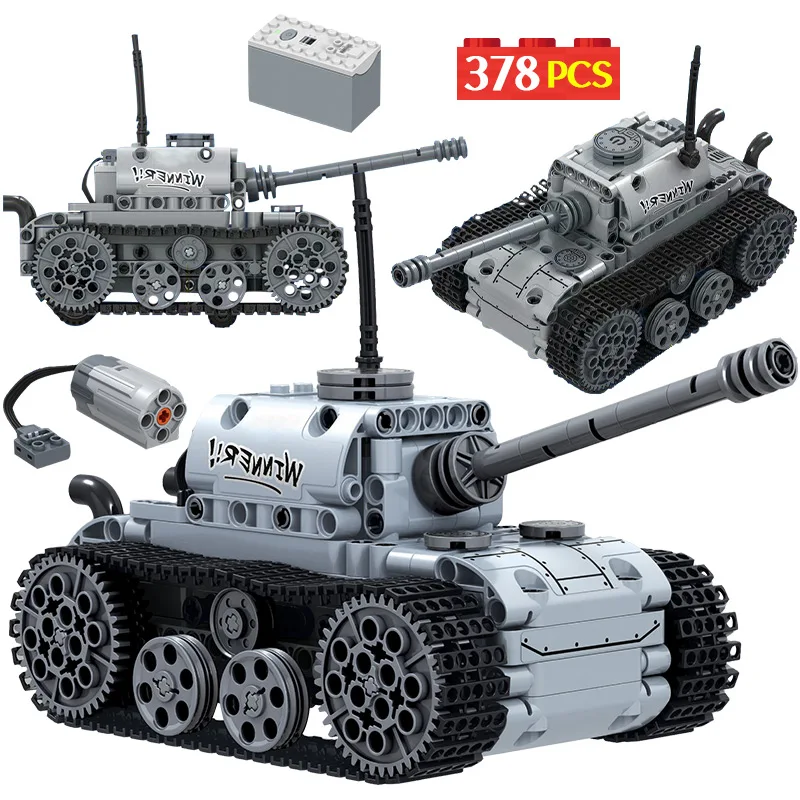 

378pcs City Military Electric Motor Tank Building Blocks Tank Army Soldier Bricks Toys For Children Gifts