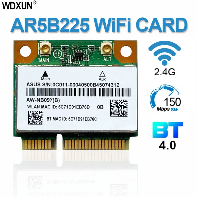 Беспроводная карта для ATHEROS AR5B225 300Mbp MINI PCI-E карта WiFi + для Bluetooth 4,0
