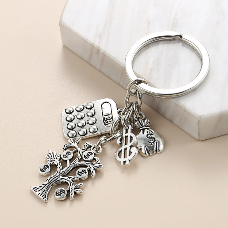 Новинка брелок для ключей в виде монеты калькулятора доллара денег дерева