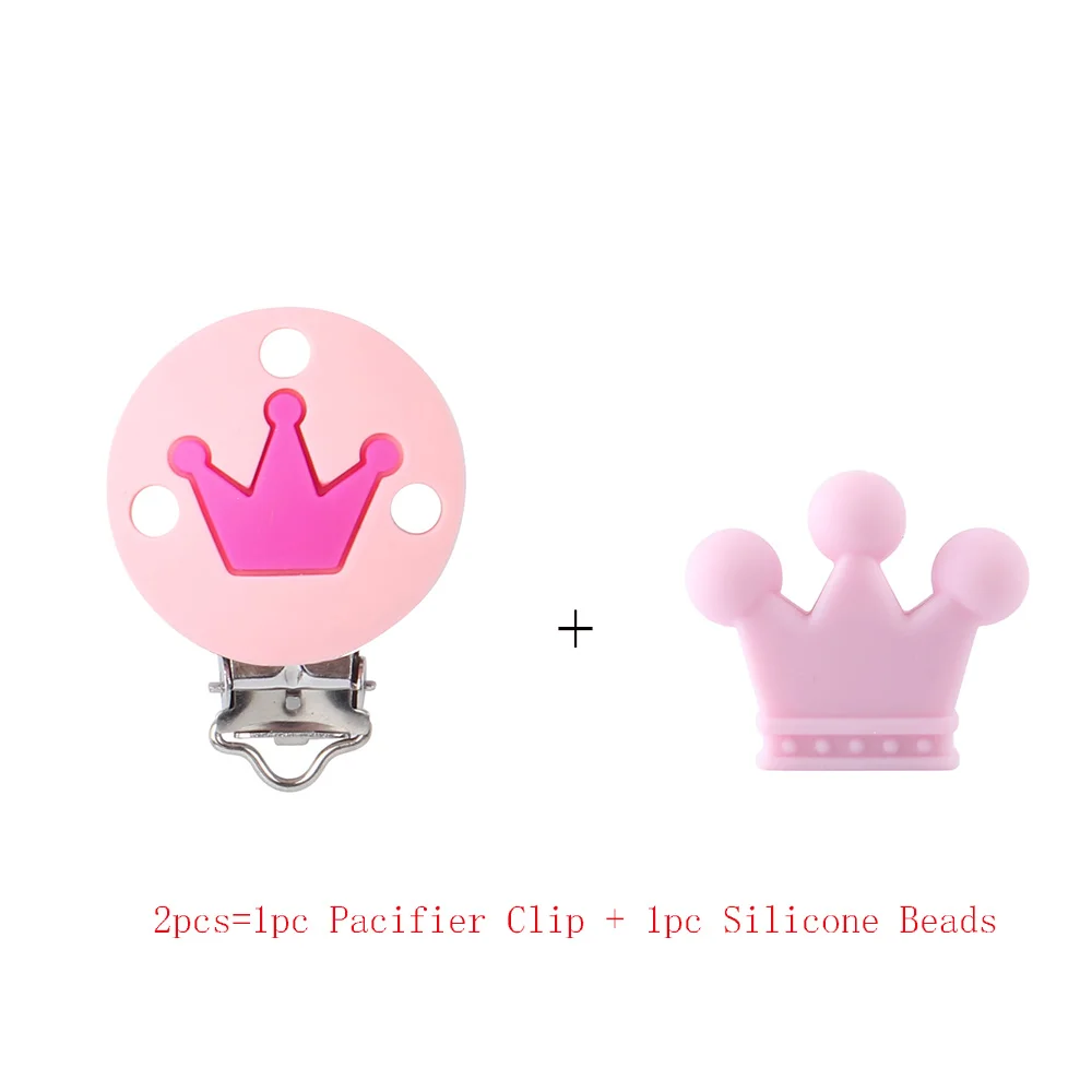 Clip and Beads J 2 шт. Корона силиконовые бусины клипсы для соски сделай своими ругами слингобусы игрушки Детские Силиконовые Прорезыватели аксессуары ниппель для клипа застежки - Цвет: Clip and Beads J