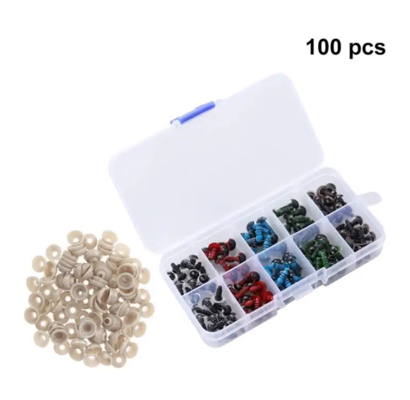 

100Pcs 6-12mm DIY Doll Eyes Black Plastic Crafts Safety Eyes for Teddy Bear Soft Toy Animal Doll Amigurumi DIY Accessories