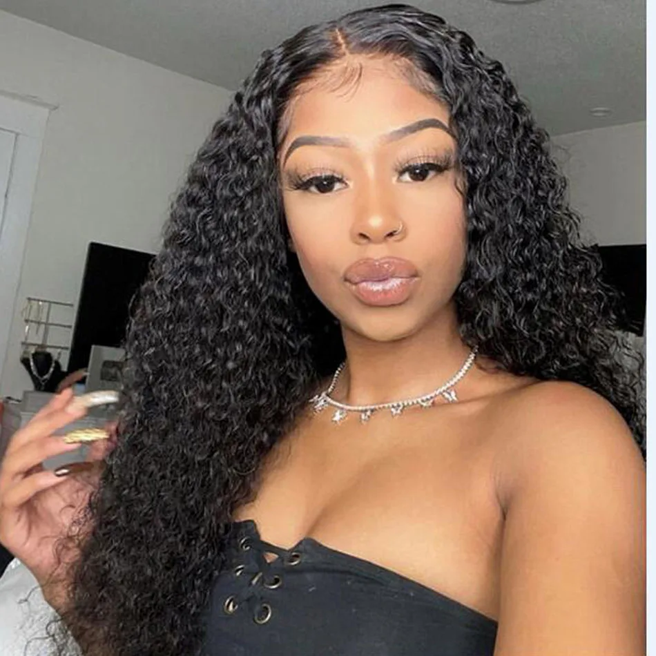 

Curly Human Hair Wigs HD Transparent Lace Front Human Hair Wigs Closure Wigs Kinky Curly 150% Peruvian Remy Lace Frontal Wigs