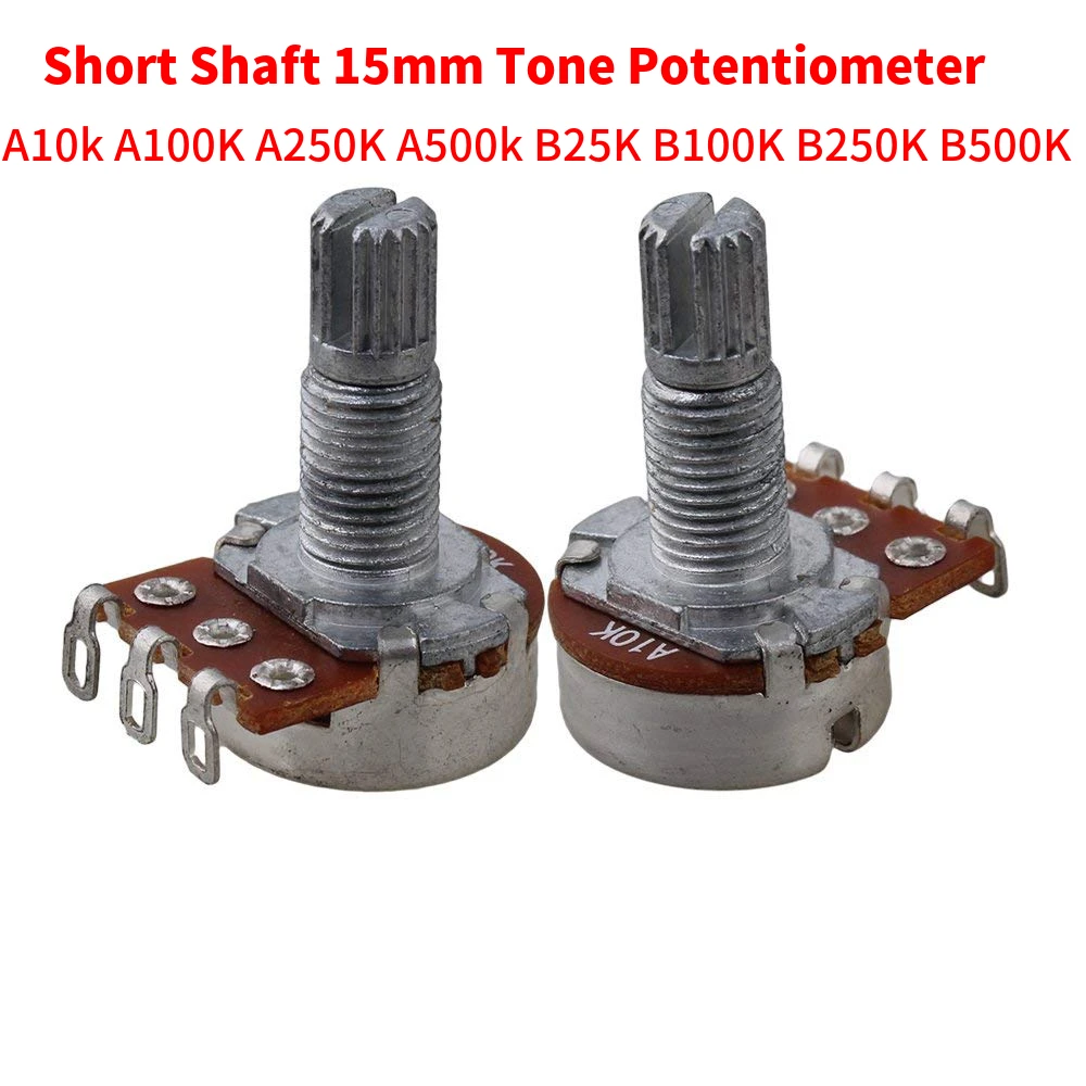 10pcs kurze welle 15mm linear pot gitarre ton potentiometer a10k a100k a250k a500k b25k b100k b250k b500k für elektrische gitarre free global shi